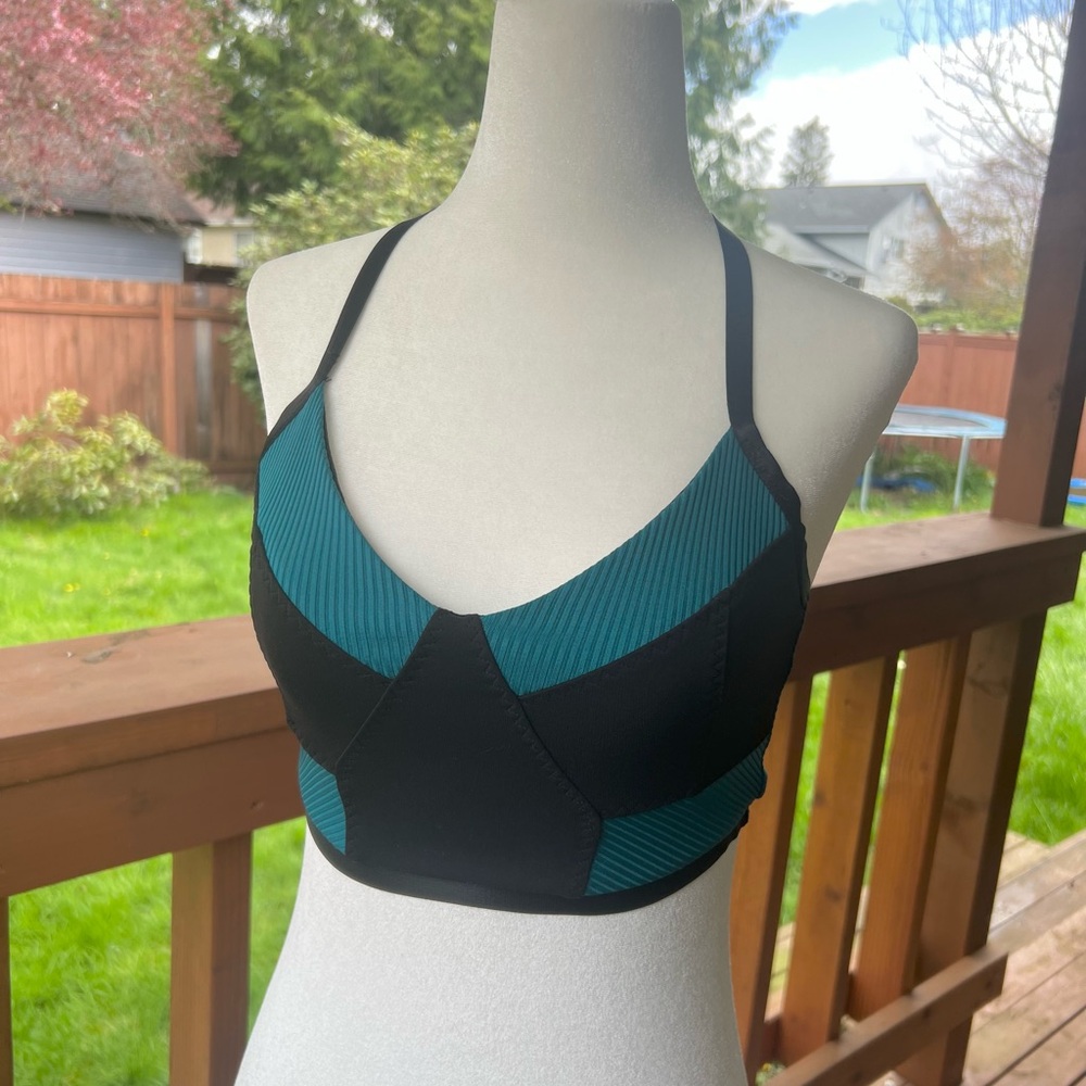 Free People Movement Ticket to Paradise Teal Black Women's Sports Bra Size Small